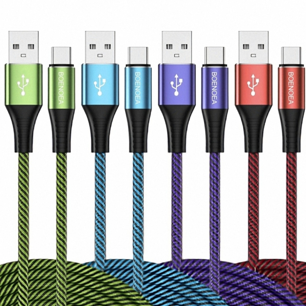 10 Foot Type C Charging Cables (2)  Purple & Red Braided Cords